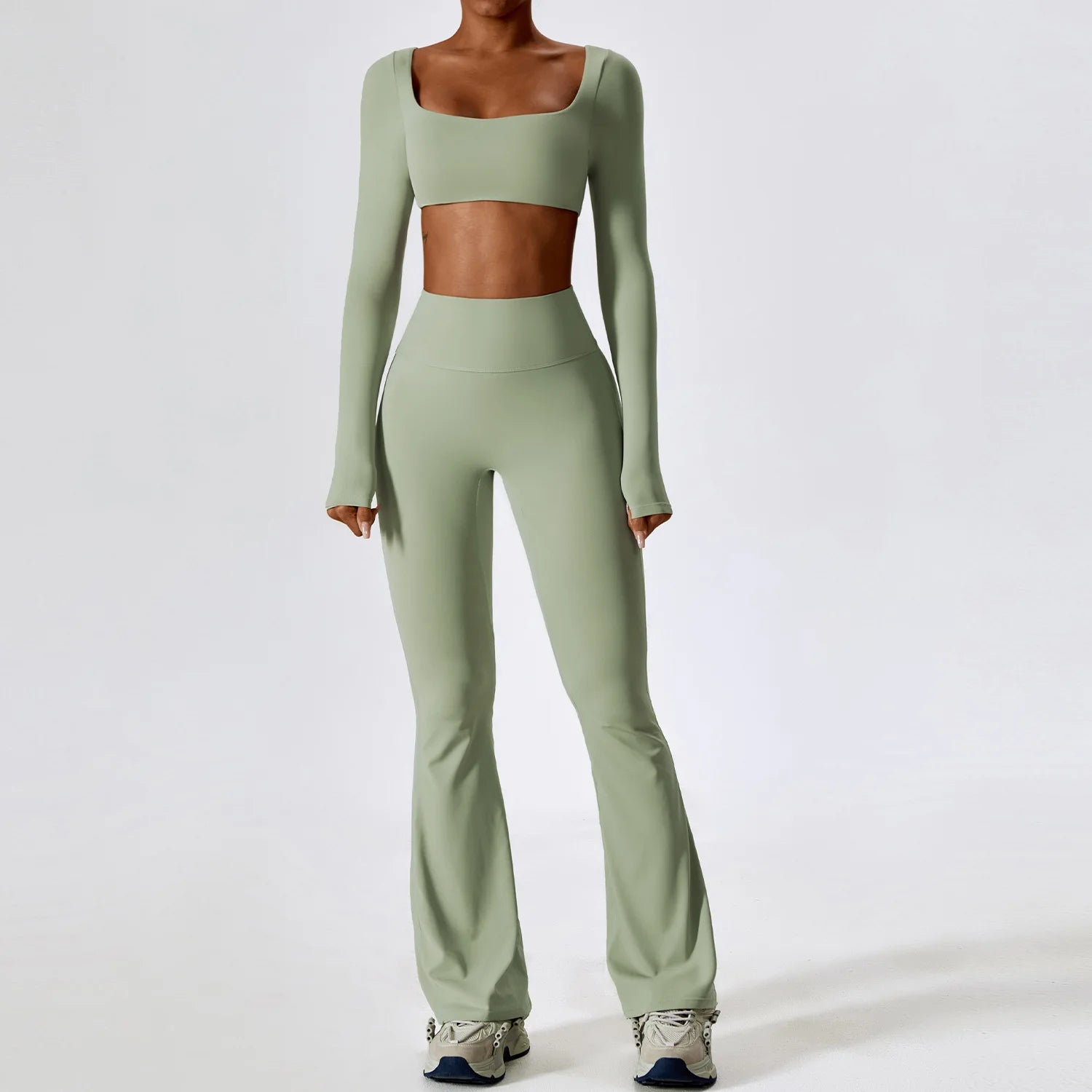 Autumn Shock Resistant Nude Yoga Suit Set Quick Drying Tight Fitting Fitness Suit Casual Sports Suit Women's Clothing