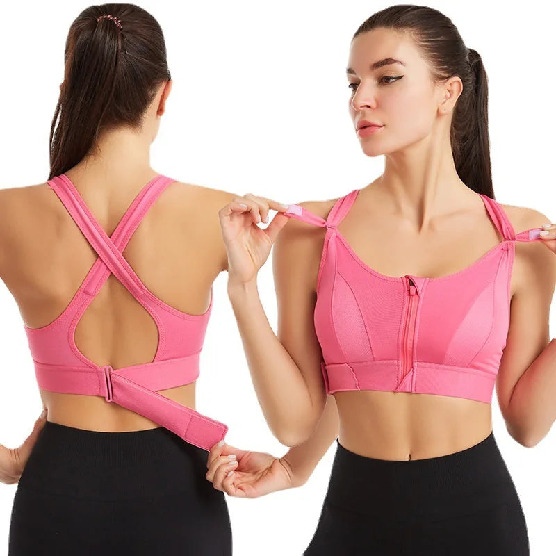GYJP- 805A# Fitness Clothing Yoga Active Wear  Women Gym Bra Yoga Clothes Moulded Sports Bra With Zipper