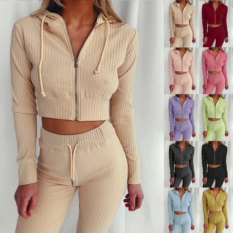 Women's Spring Autumn Sweatshirt Female Clothing Sets Trouser Sport Home Sportswear Sets