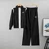 Spring Autumn Fashion Y2K Women's Sets Embroidered Casual Sports Zipper Knitted Top Wide Leg Pants Two Piece Set Women Clothing