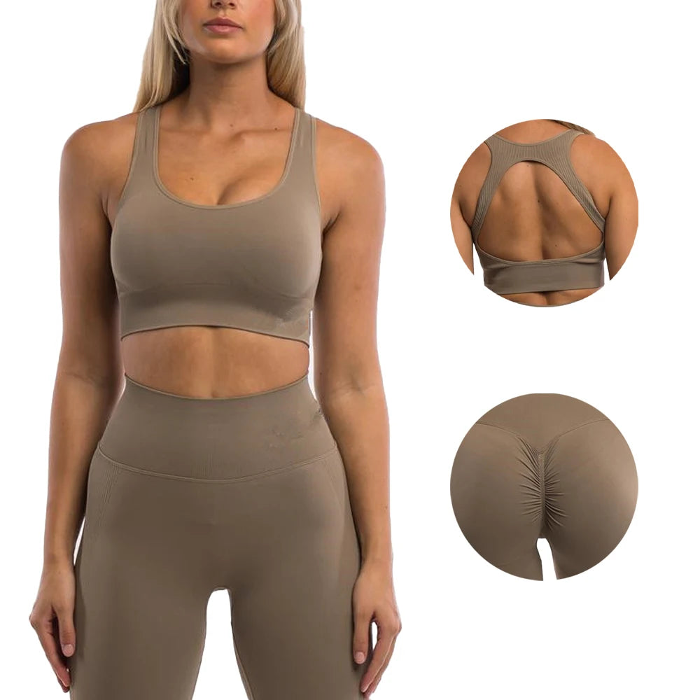 EU Size Hollow Custom Yoga Sets Gym Sets Clothing Woman's Seamless Workout Sets Fitness Clothing