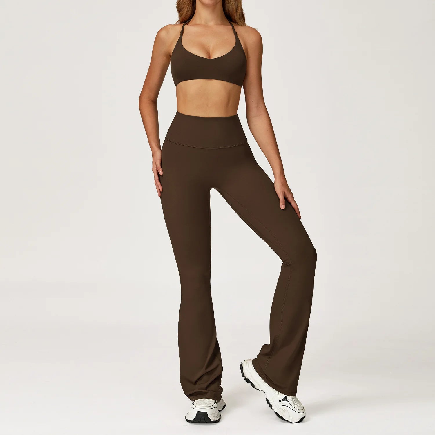 Autumn Shock Resistant Nude Yoga Suit Set Quick Drying Tight Fitting Fitness Suit Casual Sports Suit Women's Clothing