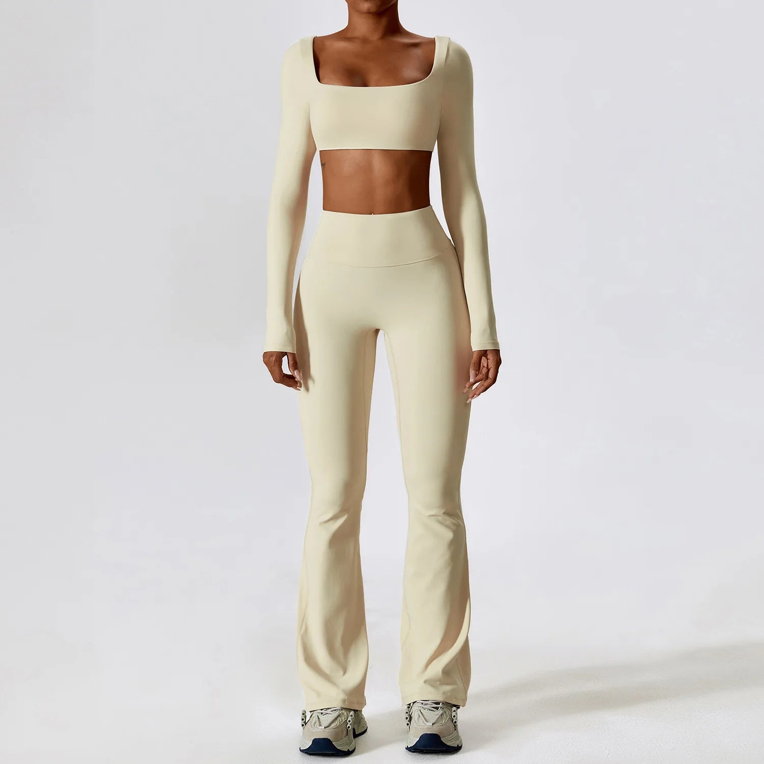 Autumn Shock Resistant Nude Yoga Suit Set Quick Drying Tight Fitting Fitness Suit Casual Sports Suit Women's Clothing