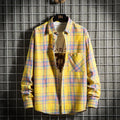 Men's Clothing Fashion Cotton Shirts Single Pocket Long Sleeve Youthful Soft Casual Plaid Checkered Top Male Shirts  for men