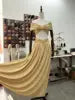 Cross-Border Winter Sexy Strapless Short Crop Top & Loose Fit Low-Waist Solid Long Skirt Set Spliced Design Women's Clothing