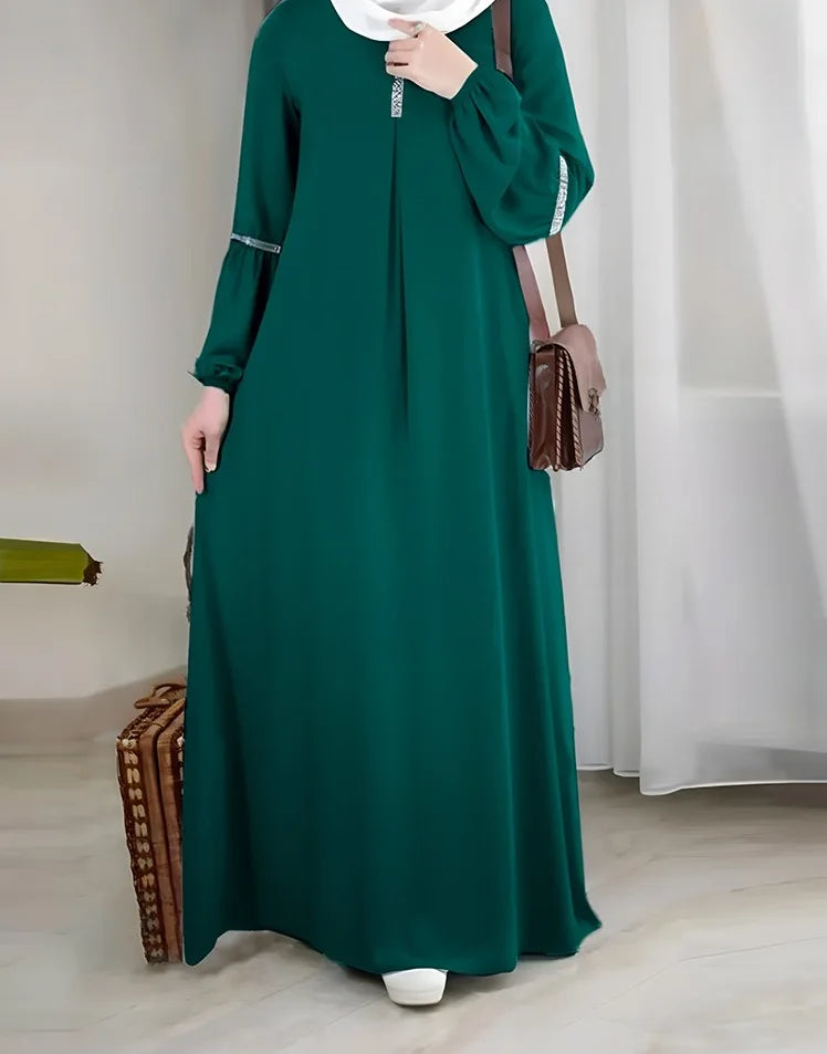 Dubai Turkish Arab Modest Dress for Women Elegant Muslim Abaya Robe with Digital Printing Diamond Embroidery Burqa Clothing