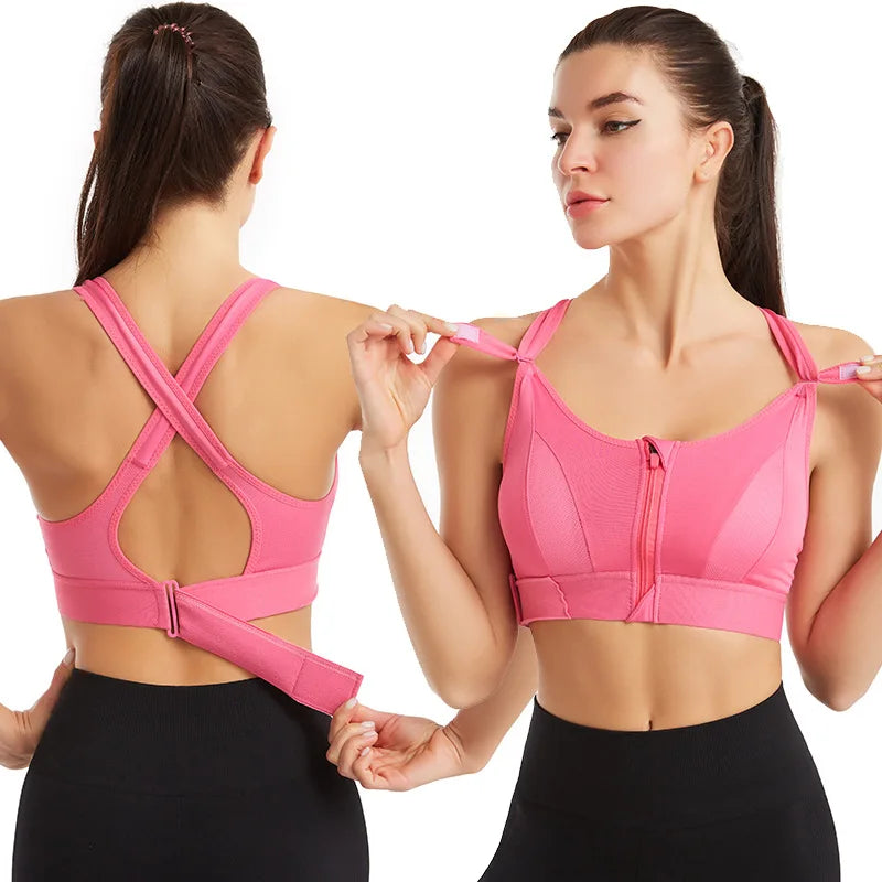 GYJP- 805A# Fitness Clothing Yoga Active Wear  Women Gym Bra Yoga Clothes Moulded Sports Bra With Zipper