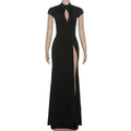 LL0659 Trendy Women Clothing 2026 Spring Round Neck Solid Color Elegant Casual Women Maxi Dress
