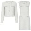 AIMEISI Fashion Simple Beaded Knitted Cardigan Sleeveless Dress Women's Clothing Set Elegant Two Piece Women's Sets