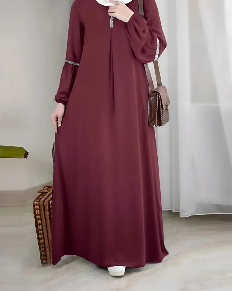 Dubai Turkish Arab Modest Dress for Women Elegant Muslim Abaya Robe with Digital Printing Diamond Embroidery Burqa Clothing