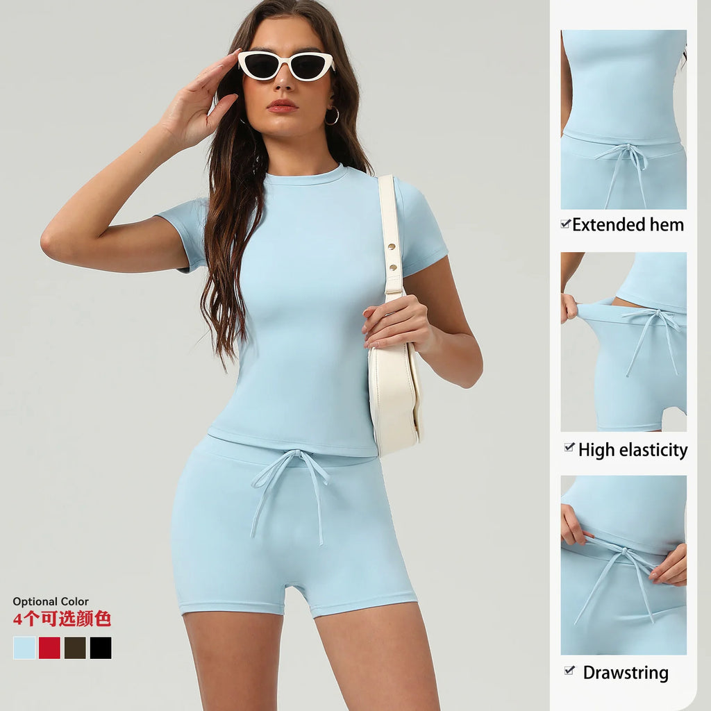New Spring Women's Tracksuit Outdoor Outfit Matching Lounge Wear Two Piece Set Women Clothing Padded Nude Feel Elastic Yoga Sets