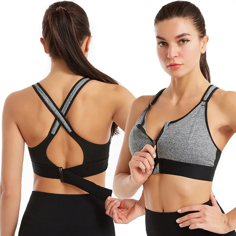 GYJP- 805A# Fitness Clothing Yoga Active Wear  Women Gym Bra Yoga Clothes Moulded Sports Bra With Zipper