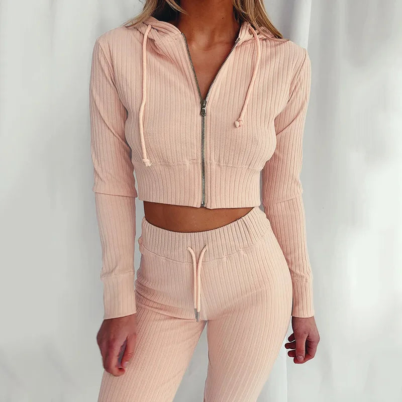 Women's Spring Autumn Sweatshirt Female Clothing Sets Trouser Sport Home Sportswear Sets