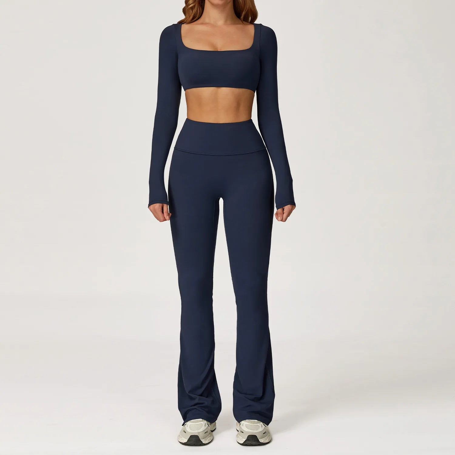 Autumn Shock Resistant Nude Yoga Suit Set Quick Drying Tight Fitting Fitness Suit Casual Sports Suit Women's Clothing