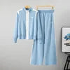 Spring Autumn Fashion Y2K Women's Sets Embroidered Casual Sports Zipper Knitted Top Wide Leg Pants Two Piece Set Women Clothing