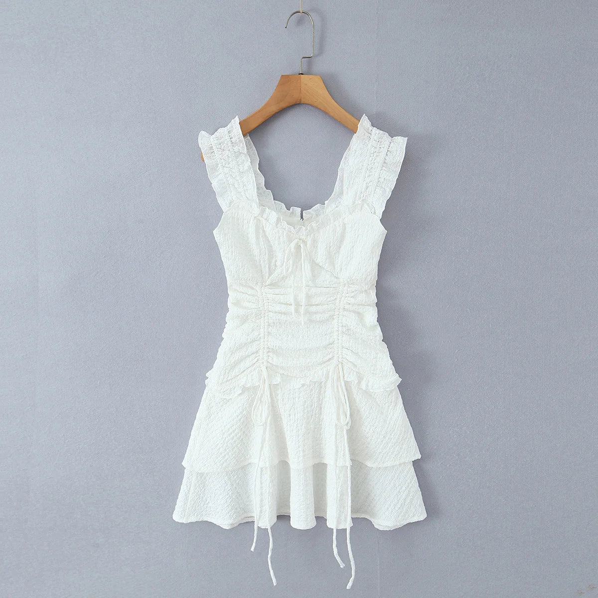 TAOP&ZA Sexy Women's Clothing 2026 New Arrival - Sweet and Alluring Dress with Ruffled Trim, Drawstring Waist, and Slim Fit 7780