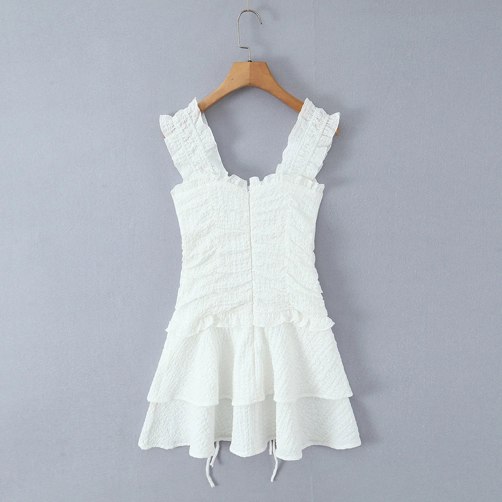 TAOP&ZA Sexy Women's Clothing 2026 New Arrival - Sweet and Alluring Dress with Ruffled Trim, Drawstring Waist, and Slim Fit 7780