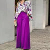 Women's Clothing Printed Casual Loose Batwing Sleeve Lapel Shirt and High Waisted Wide Leg Pants Two Piece Set Women's Sets