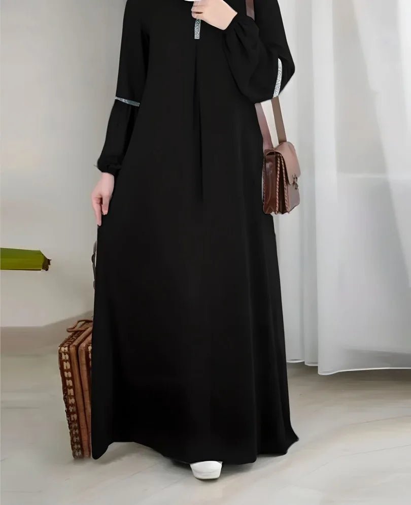 Dubai Turkish Arab Modest Dress for Women Elegant Muslim Abaya Robe with Digital Printing Diamond Embroidery Burqa Clothing