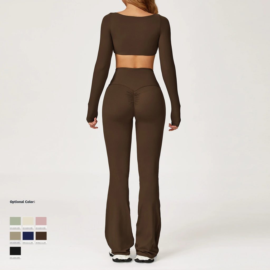 Autumn Shock Resistant Nude Yoga Suit Set Quick Drying Tight Fitting Fitness Suit Casual Sports Suit Women's Clothing