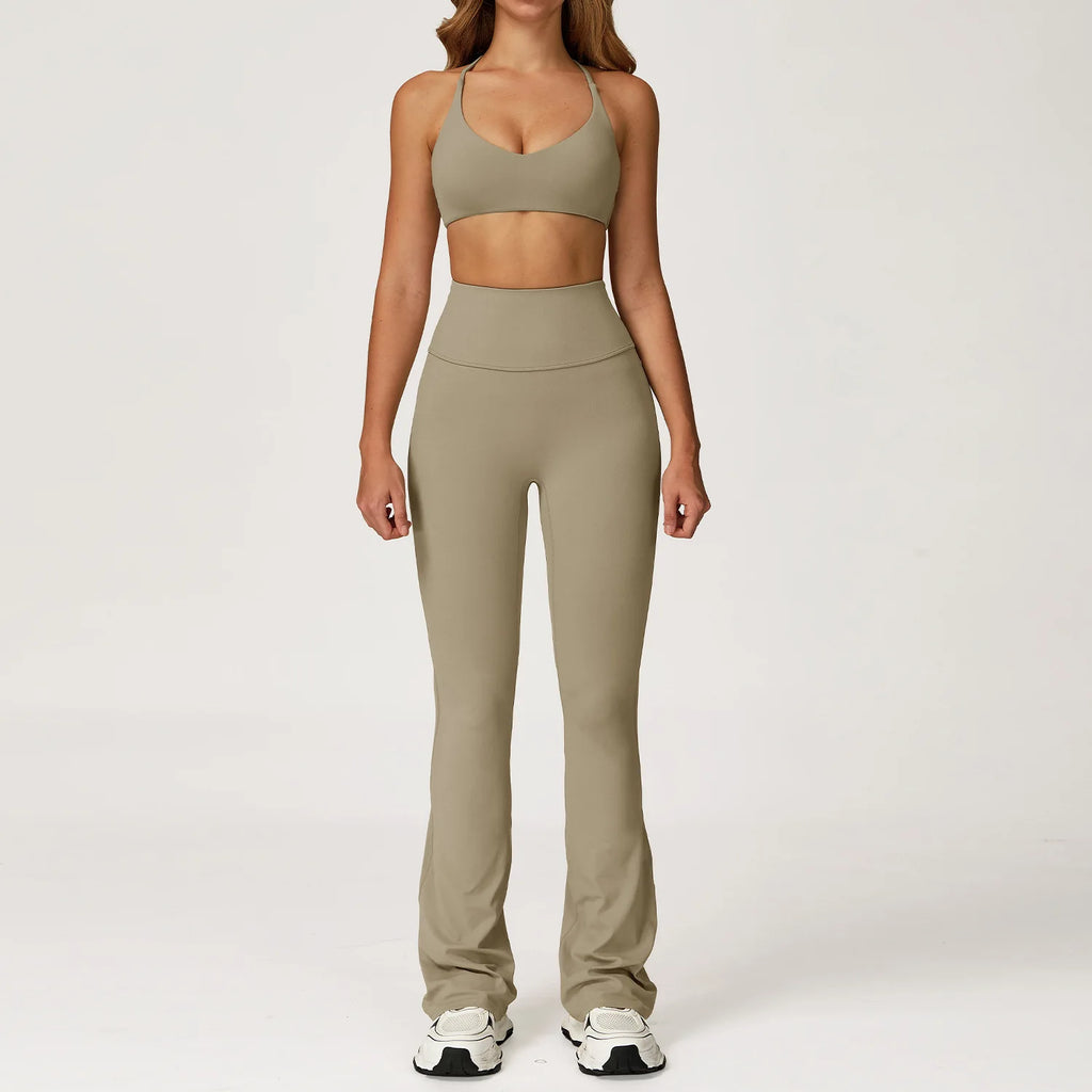 Autumn Shock Resistant Nude Yoga Suit Set Quick Drying Tight Fitting Fitness Suit Casual Sports Suit Women's Clothing