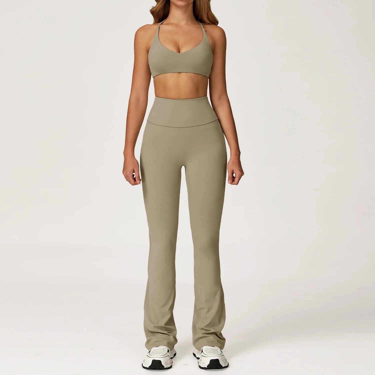 Autumn Shock Resistant Nude Yoga Suit Set Quick Drying Tight Fitting Fitness Suit Casual Sports Suit Women's Clothing
