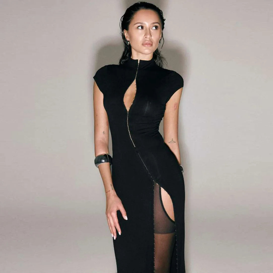 LL0659 Trendy Women Clothing 2026 Spring Round Neck Solid Color Elegant Casual Women Maxi Dress