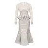 ZYHT 11208 Jacquard Clothes Matching Long Sleeve Two Piece Set Women Clothing Long Fishtail Skirt Set 2 Pieces