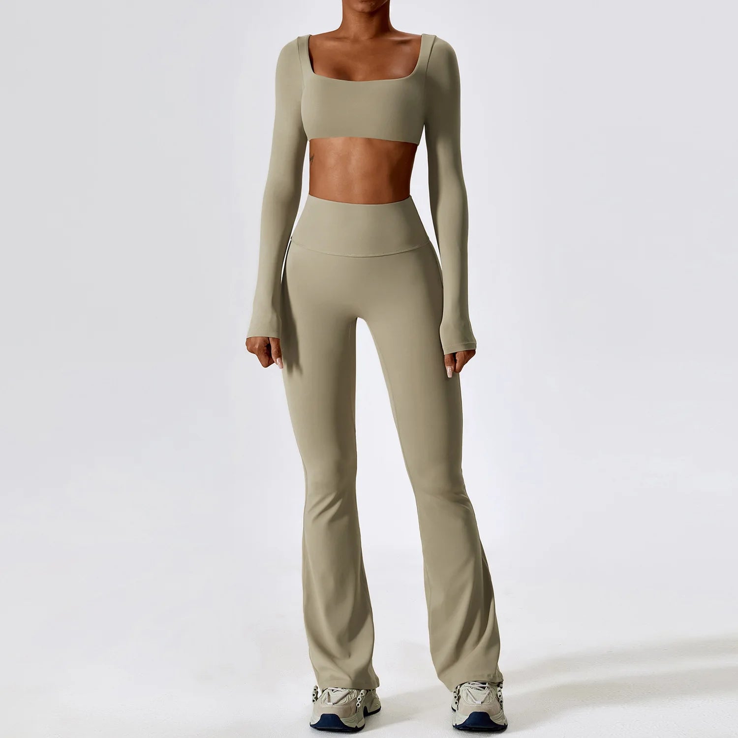 Autumn Shock Resistant Nude Yoga Suit Set Quick Drying Tight Fitting Fitness Suit Casual Sports Suit Women's Clothing