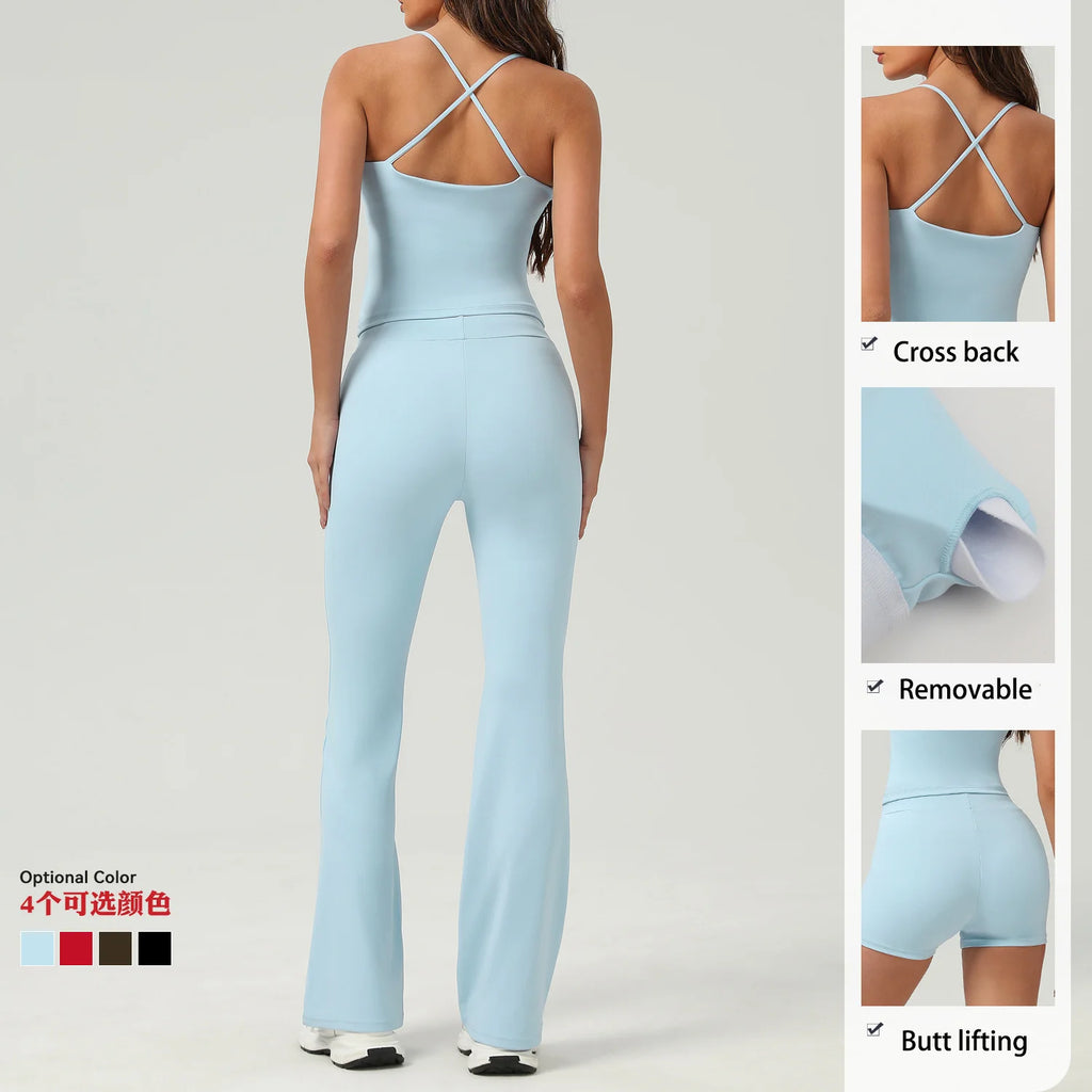 New Spring Women's Tracksuit Outdoor Outfit Matching Lounge Wear Two Piece Set Women Clothing Padded Nude Feel Elastic Yoga Sets