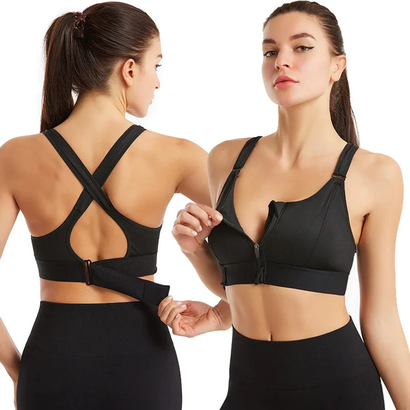 GYJP- 805A# Fitness Clothing Yoga Active Wear  Women Gym Bra Yoga Clothes Moulded Sports Bra With Zipper