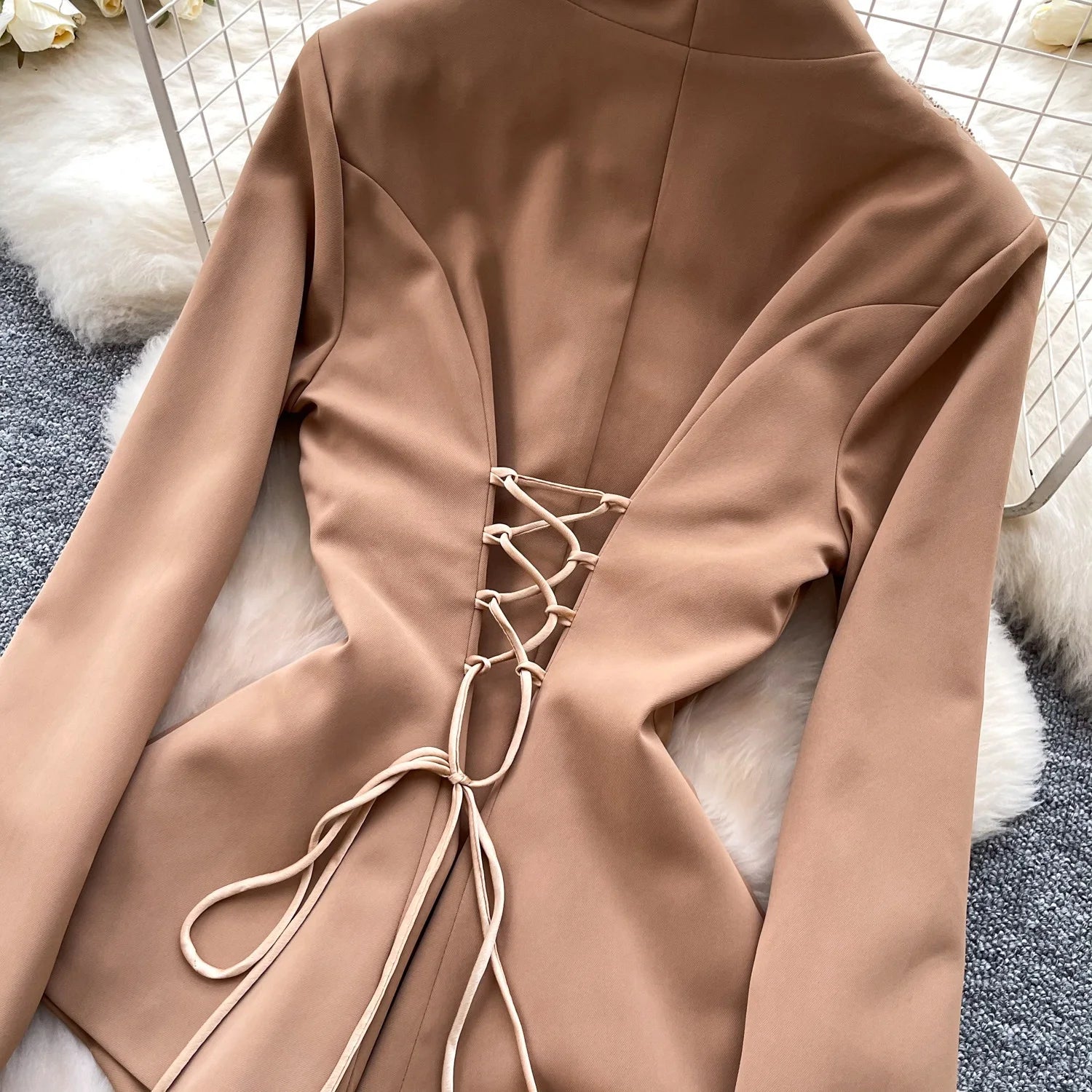 2026 Spring Casual 2 Piece Set for Women V-neck Top and High Waist Slim Suit  Clothing Wholesale