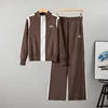 Spring Autumn Fashion Y2K Women's Sets Embroidered Casual Sports Zipper Knitted Top Wide Leg Pants Two Piece Set Women Clothing