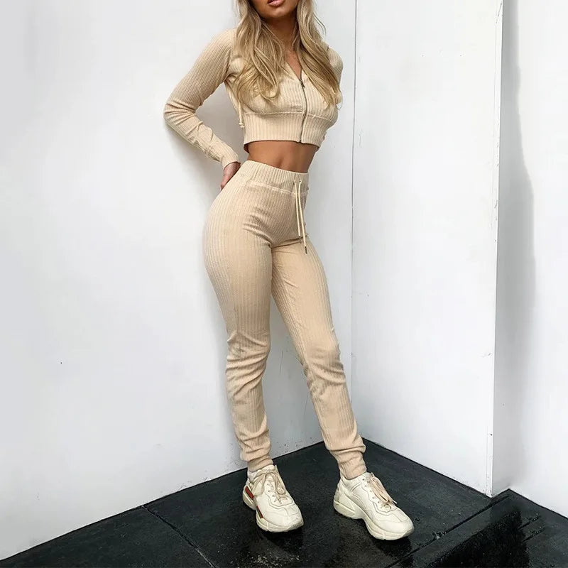 Women's Spring Autumn Sweatshirt Female Clothing Sets Trouser Sport Home Sportswear Sets