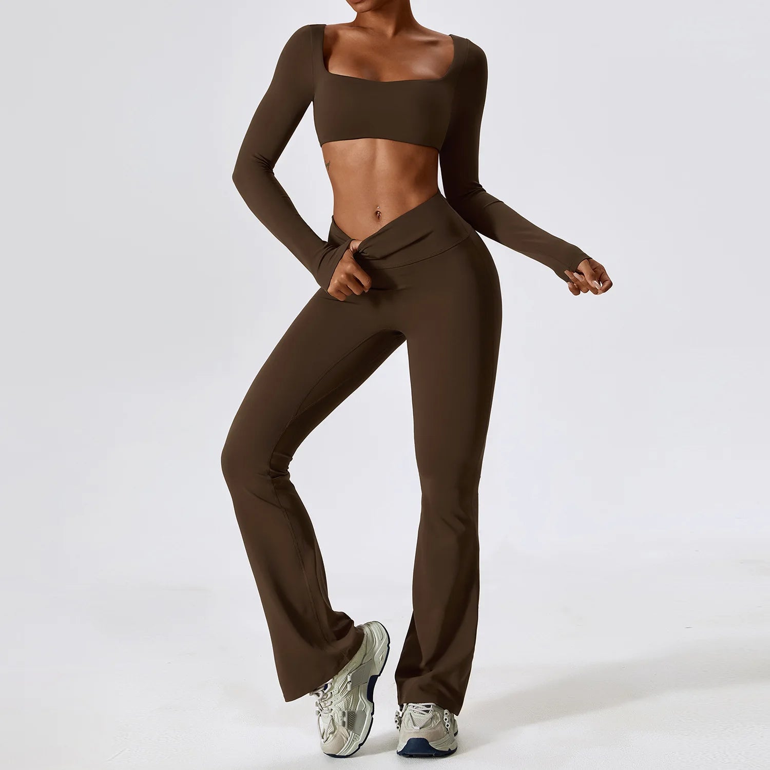 Autumn Shock Resistant Nude Yoga Suit Set Quick Drying Tight Fitting Fitness Suit Casual Sports Suit Women's Clothing