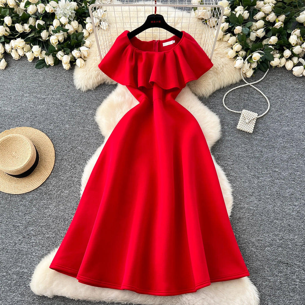 Women's Elegant Casual Midi Dresses Solid Style for Summer Dinners Office Parties Casual Outings Manufactured Women's Clothing