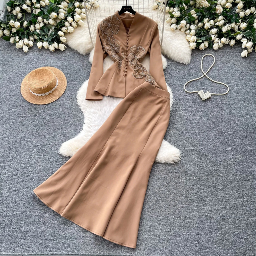 2026 Spring Casual 2 Piece Set for Women V-neck Top and High Waist Slim Suit  Clothing Wholesale