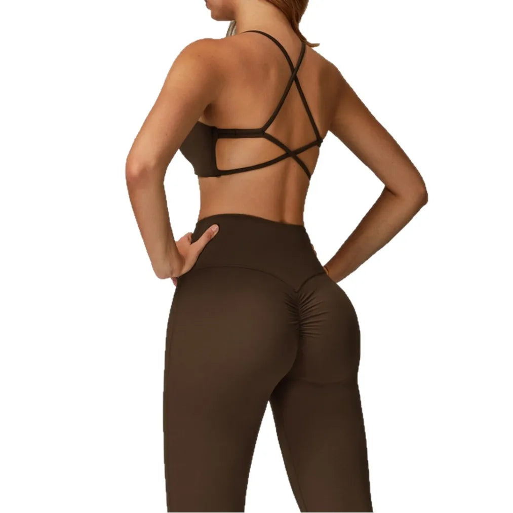 Autumn Shock Resistant Nude Yoga Suit Set Quick Drying Tight Fitting Fitness Suit Casual Sports Suit Women's Clothing