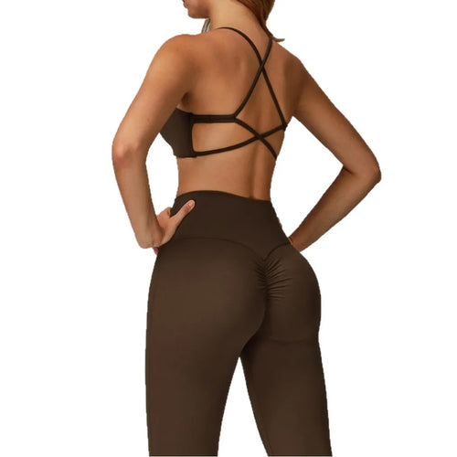 Autumn Shock Resistant Nude Yoga Suit Set Quick Drying Tight Fitting Fitness Suit Casual Sports Suit Women's Clothing