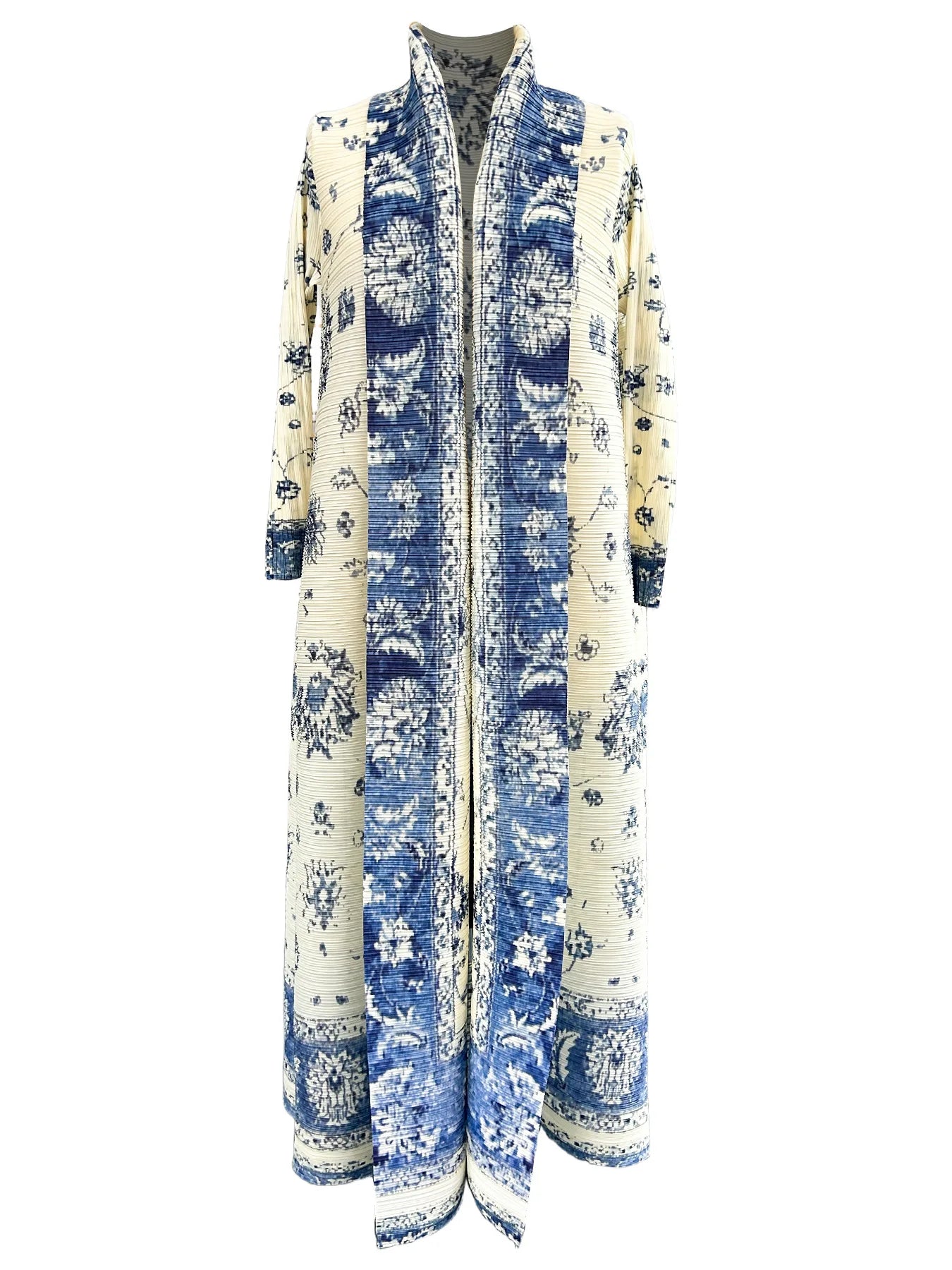 Large-size Luxury and Dignified Miyake Pleated Floral Abaya Trench Coat, Ramadan Clothing for Middle Eastern Women in Dubai