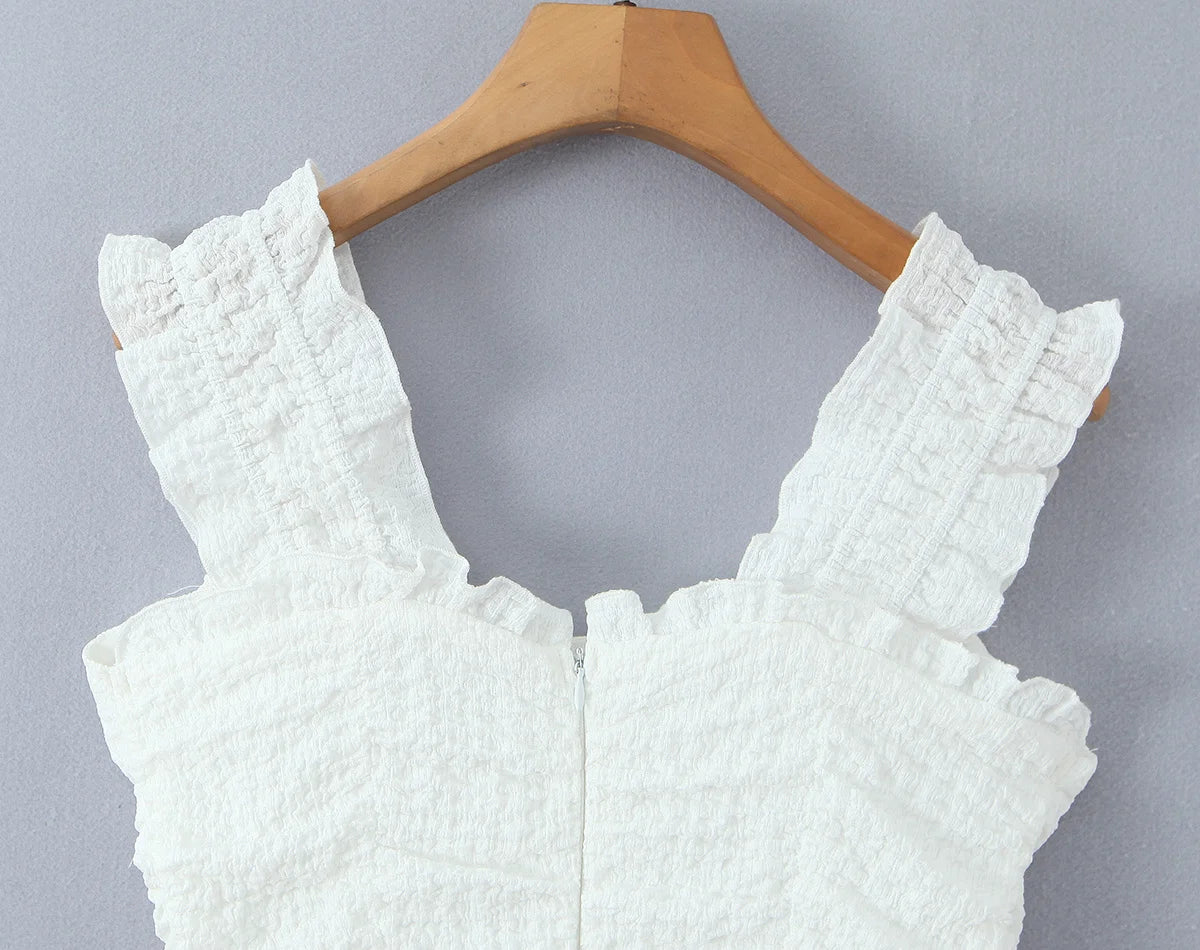 TAOP&ZA Sexy Women's Clothing 2026 New Arrival - Sweet and Alluring Dress with Ruffled Trim, Drawstring Waist, and Slim Fit 7780