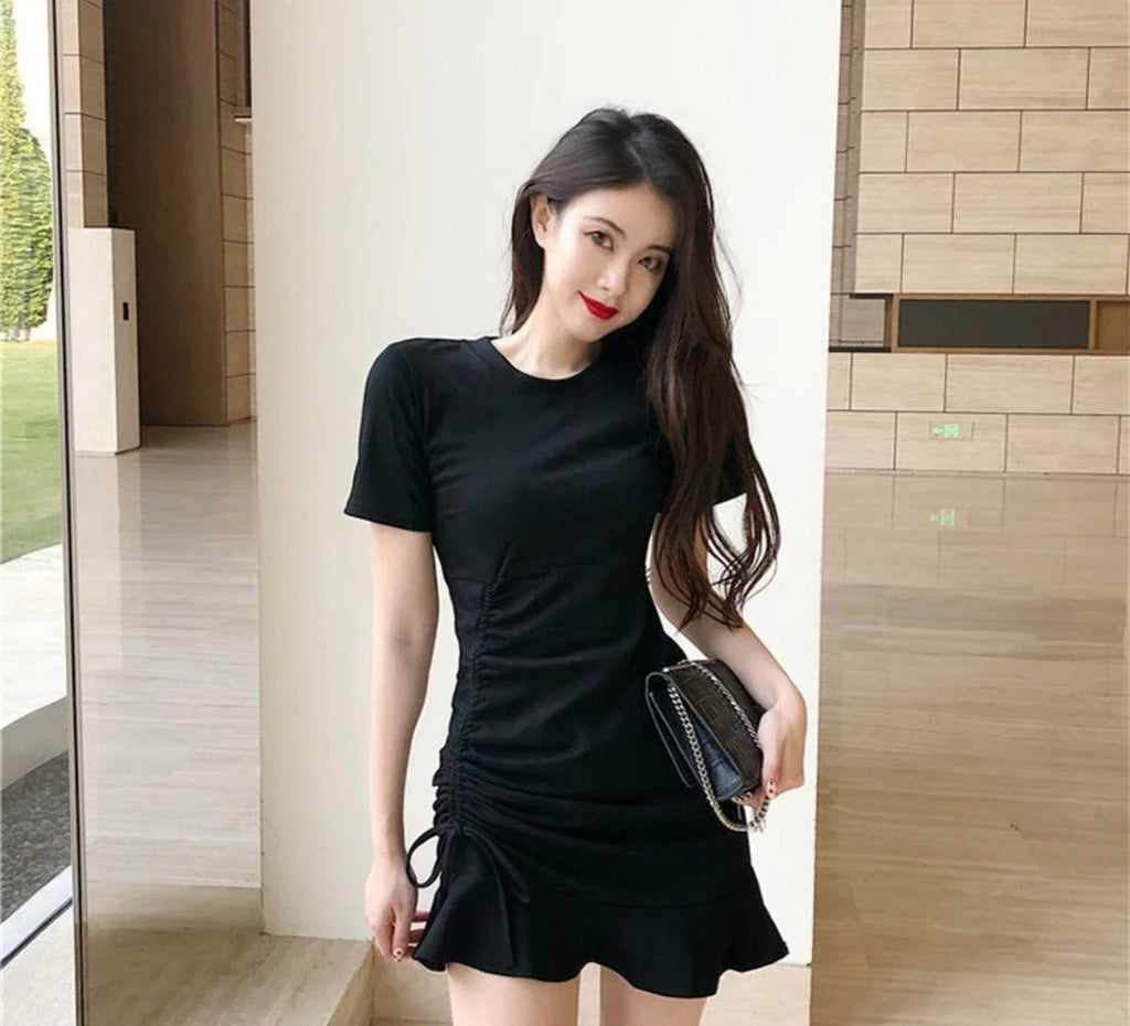 Clothing Shirt Female Dresses 2025 Bandage Women's Dress Ruffle Short Mini Tshirts One-piece Chic and Elegant Pretty Hot Loose X