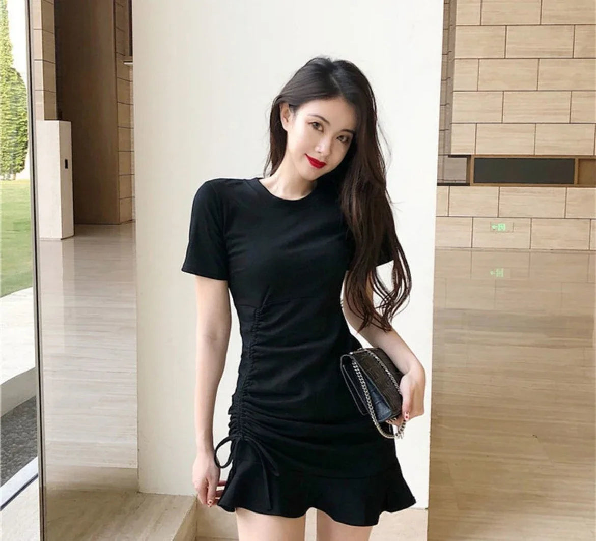 Clothing Shirt Female Dresses 2025 Bandage Women's Dress Ruffle Short Mini Tshirts One-piece Chic and Elegant Pretty Hot Loose X