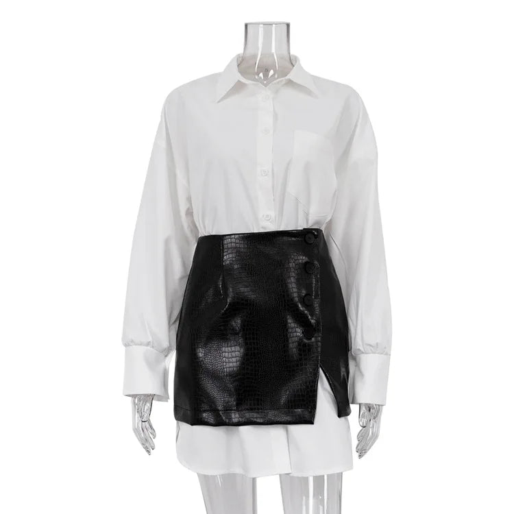2025 New Fashion Women's Clothing Is A Complete Set of Simple and Loose White Shirts with Waist Seals