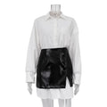 2025 New Fashion Women's Clothing Is A Complete Set of Simple and Loose White Shirts with Waist Seals