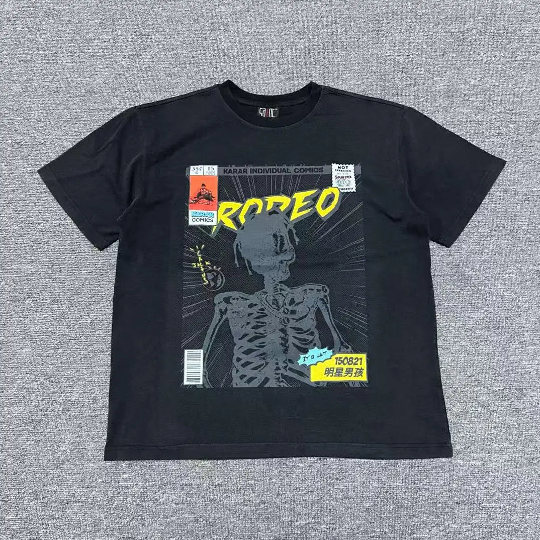Mens Clothing vintage distressed washed T shirt men's and women's printed loose short sleeve T-shirt Ropa hombre
